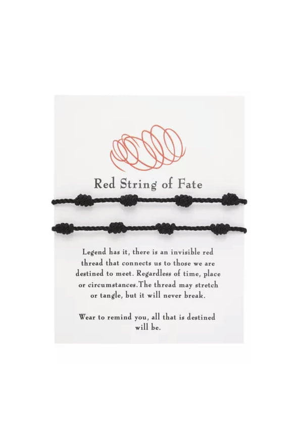 2X Lucky Evil Eye Red Black String bracelet Amulet 7 Knots Protection Rope Hot-7 Knots-Black