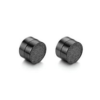 MATROOY 2pcs Magnetic Stud Earrings for Women Men Stainless Steel Ear Stud Non-piercing-Black