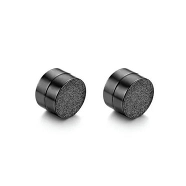 MATROOY 2pcs Magnetic Stud Earrings for Women Men Stainless Steel Ear Stud Non-piercing-Black