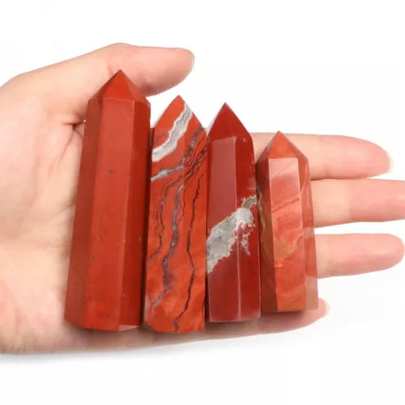 MATROOY 3~10CM Natural Quartz Crystal Tower Point Reiki Healing Obelisk Hexagonal Wand-70-80mm-47 Red Jasper