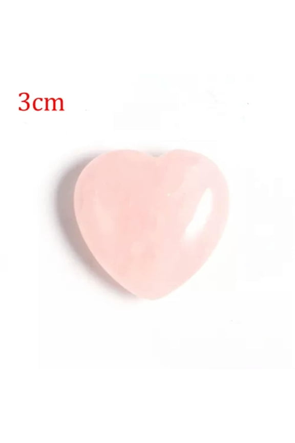 3~4.5cm Natural Rose Quartz Love Heart Shaped Pink Crystal Palm Healing Gemstone-3cm