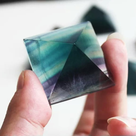 MATROOY 3~4cm Pyramid Colorful Fluorite Crystal Triangle Cone Reiki Healing Stone-3~3.5cm