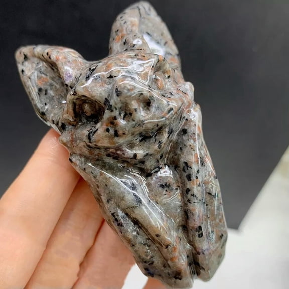 MATROOY 3.5" Natural Yooperlite Quartz Bat Hand Carved Crystal Healing Halloween Gift