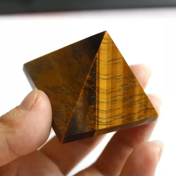 MATROOY 3~5cm Egyptian Pyramid Tiger's Eye Crystal Triangle Cone Reiki Healing Stone-3cm