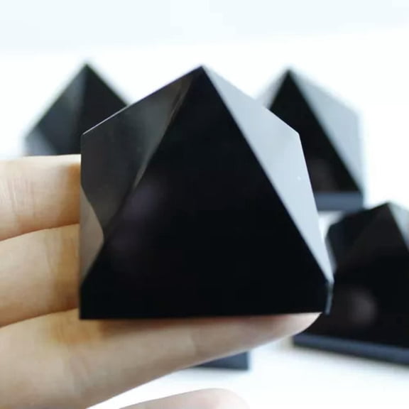 MATROOY 3~6CM Natural Obsidian Pyramid Crystal Reiki Healing Mineral Stone Specimen-6cm