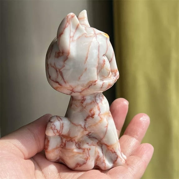 MATROOY 3.8" Natural Red Network Stone Cat Skull Quartz Crystal Skull Healing Decor 1PC