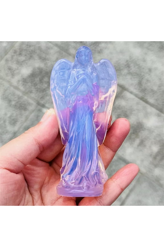 3.9" Pink Opalite angel skull Carved Quartz Crystal skull reiki healing 1PC