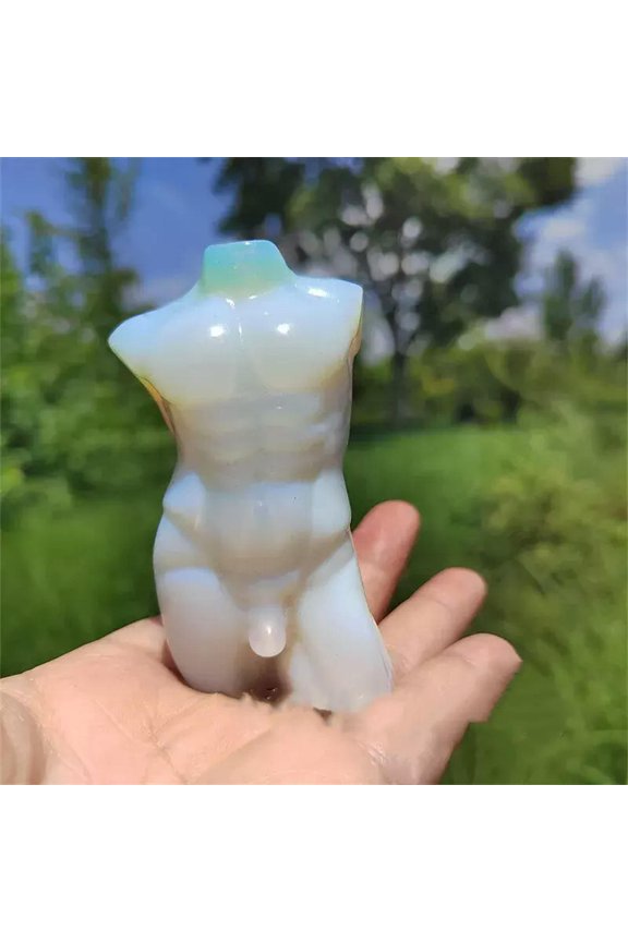 3" Hand Carved Opalite Male Model Quartz Crystal Skull Reiki Healing