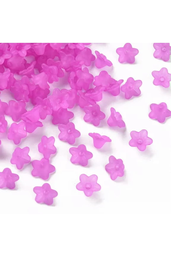300-500pcs Acrylic Bead Caps Flower Frosted Charms 10x5mm for Necklace Earring-Dark Orchid (420pcs)