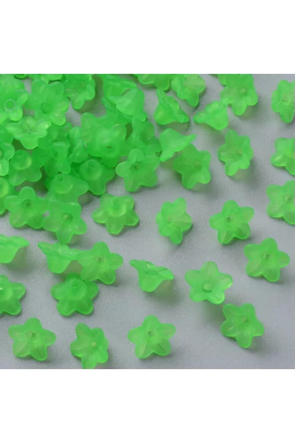 300-500pcs Acrylic Bead Caps Flower Frosted Charms 10x5mm for Necklace Earring-Dark Sea Green (420pcs)