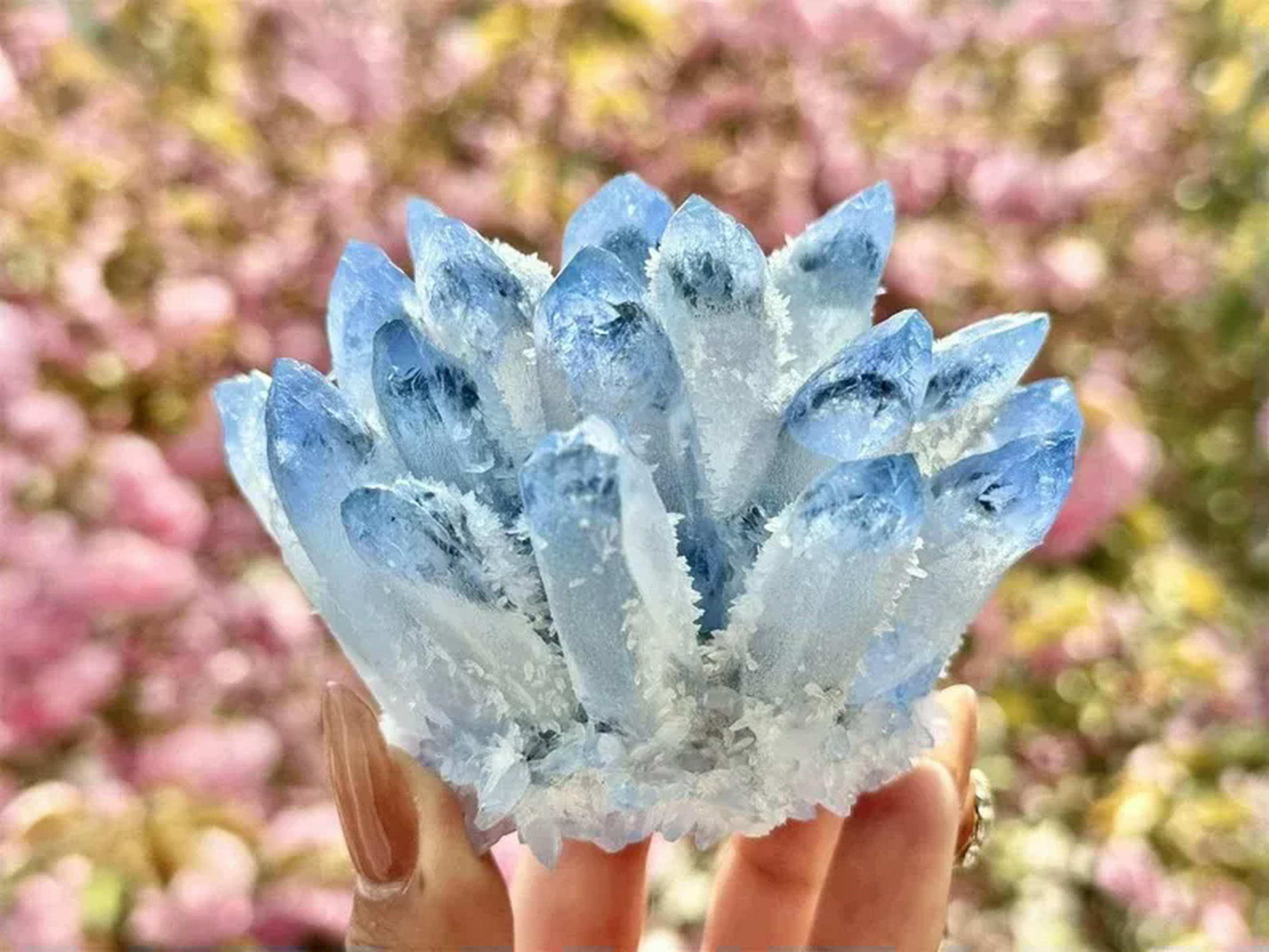 MATROOY 300G+ New Find Large Phantom Quart Blue Crystal Healing Cluster ...