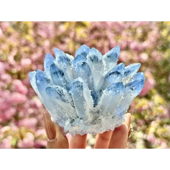 MATROOY 300G+ New Find Large Phantom Quart Blue Crystal Healing Cluster Rocks Specimens