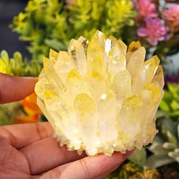 MATROOY 300G+ New Find Large Yellow Ghost Phantom Quart Crystal Healing Cluster Rocks
