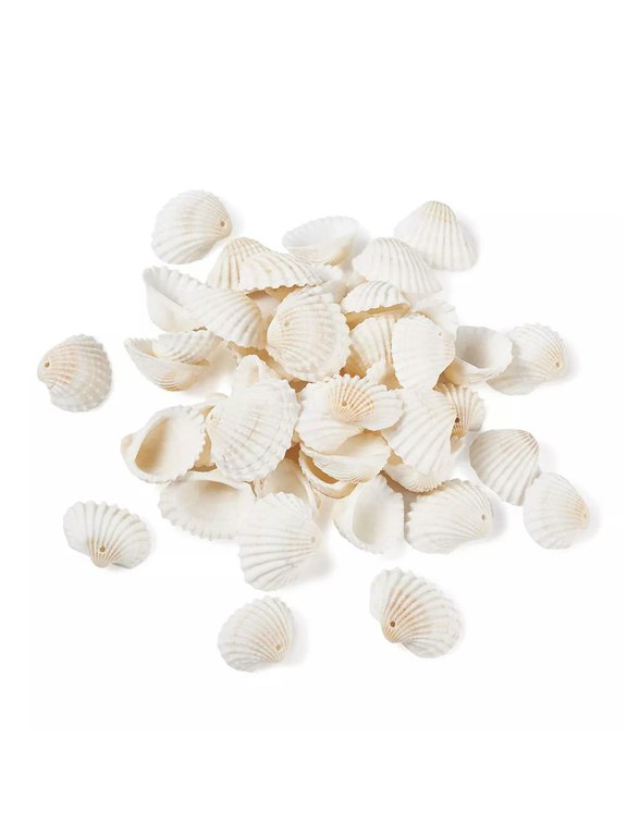 300g/box White Shell Pendants Cowrie Beach Seashells Beads Charms with Hole