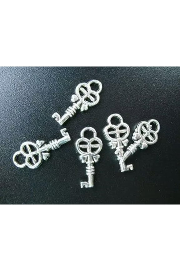 300pcs Tibetan Silver Cross Heart Key Drops R75