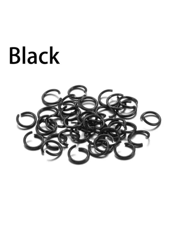 300pcs/lot 6 8 10mm Soft Open Jump Ring Split Rings Connectors For DIY Jewelry-Black-10mm
