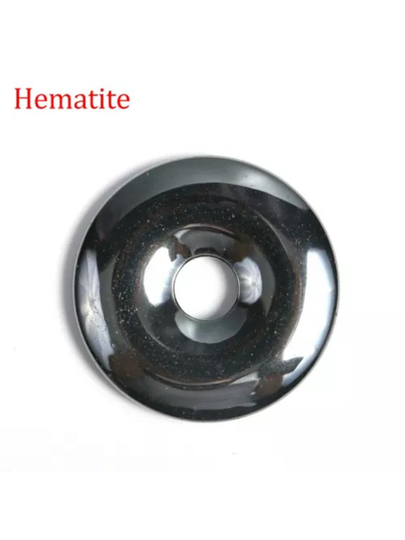 30mm Healing Crystal Peace Donut Beads Lucky Circle Donut Pendant Jewelry Making-Hematite-1PC