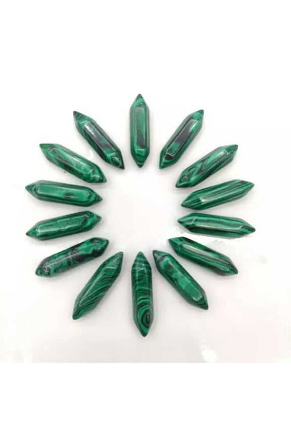 30pcs Artificial Malachite Stone Hexagonal Pointed Pendant Healing Reiki No Hole