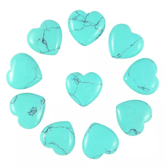 MATROOY 30pcs Artificial Turquoise Stone Healing Heart for Home Decor 20x6mm Decoratio