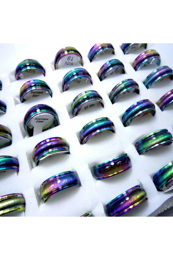 30pcs Men Women Cat Eye Stainless Steel Ring Wholesale Fashion Jewelry Lots