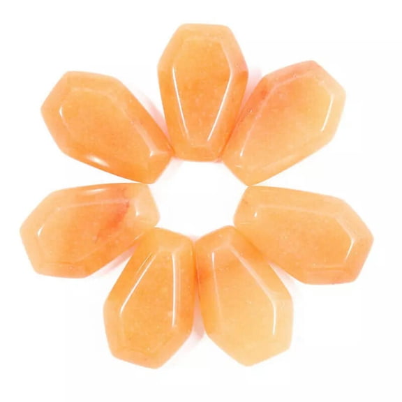MATROOY 30pcs Natural Hand Carved Healing Crystal Yellow Jade Coffin Stone Crafts Gift