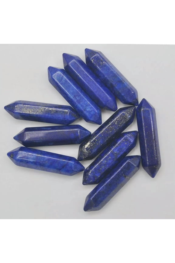 30pcs Natural Lapis Lazuli Stone Hexagonal Pointed Pendant Beads Healing No Hole