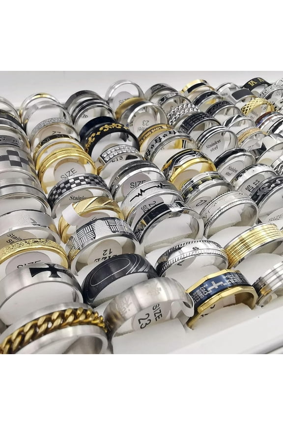30pcs Stainless Steel Jewelry Wholesale Bulk Lots Mixed Boutique Mens Rings