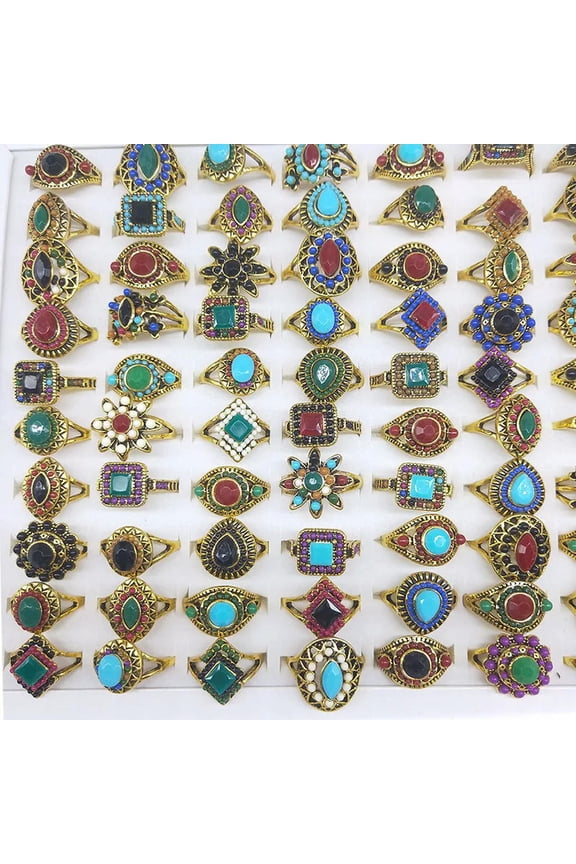 30pcs Wholesale Bulk Lots Mixed Gold Plated Alloy Women Mens Rings