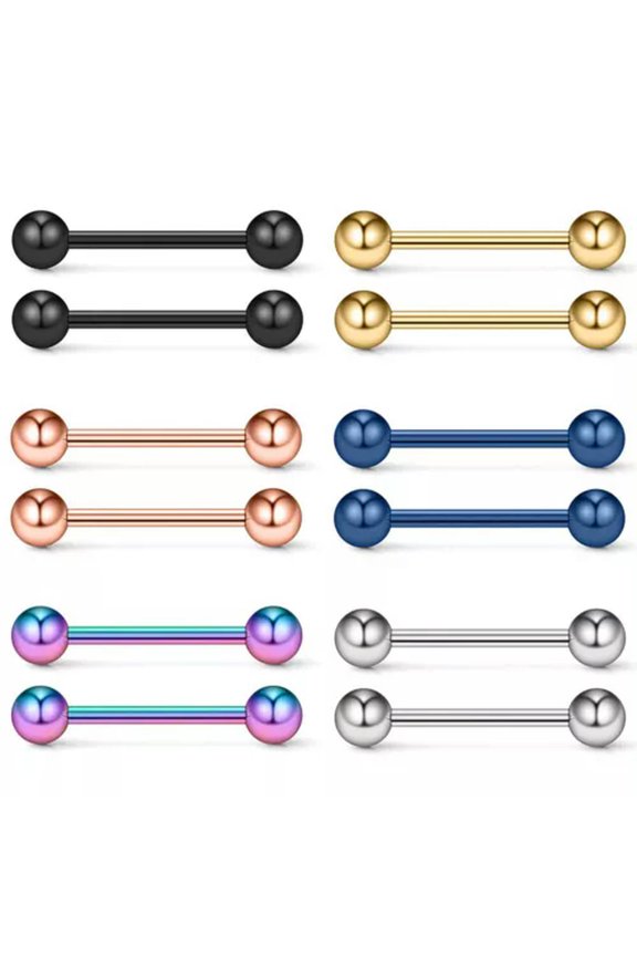 316L Stainless Steel Nipple Shield Barbell Ring Bar Body Piercing 14G 12-36pcs-12pcs