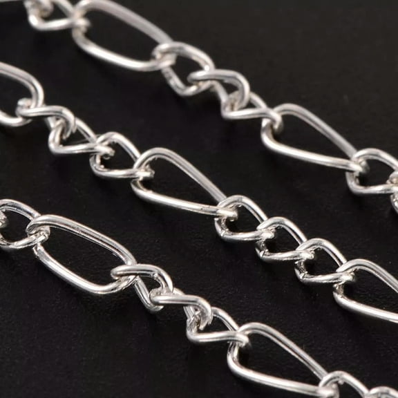 MATROOY 32.8 Feet(10m) Iron Handmade Figaro Chains Mother-Son Chains Silver for Necklace