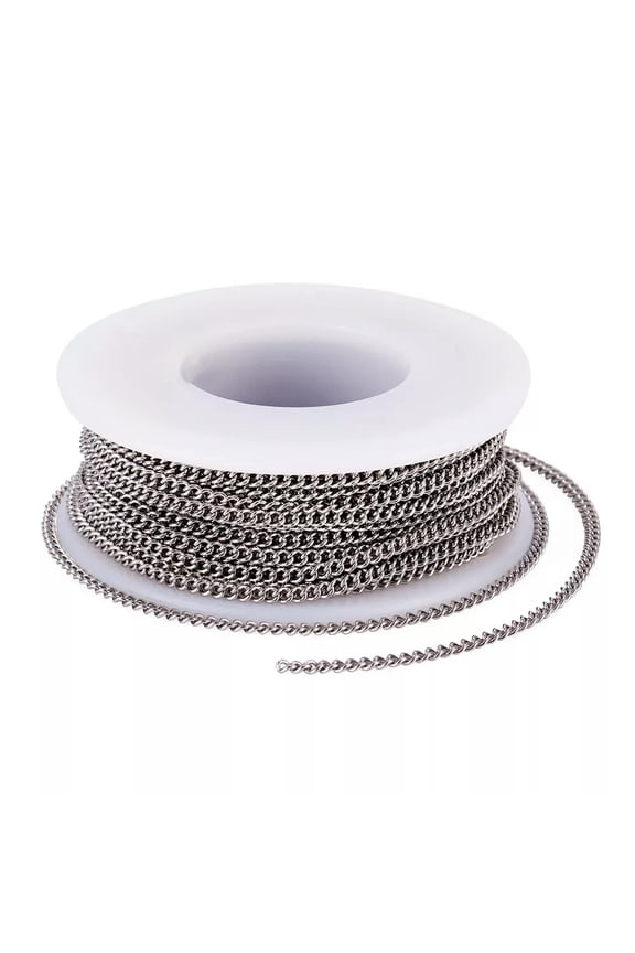 32.8 Feet/roll Stainless Steel Curb Chains 2.4x1.9mm Twisted Cable Links