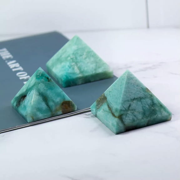 MATROOY 3CM Natural Amazonite Pyramid Crystal Grid Healing Pyramids Vastu Pyramid Reiki