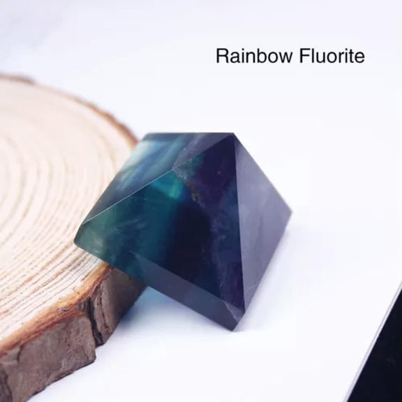MATROOY 3CM Natural Stone Crystal Pyramid Reiki Enery Healing Gemstone Quartz Chakra-Rainbow Fluorite