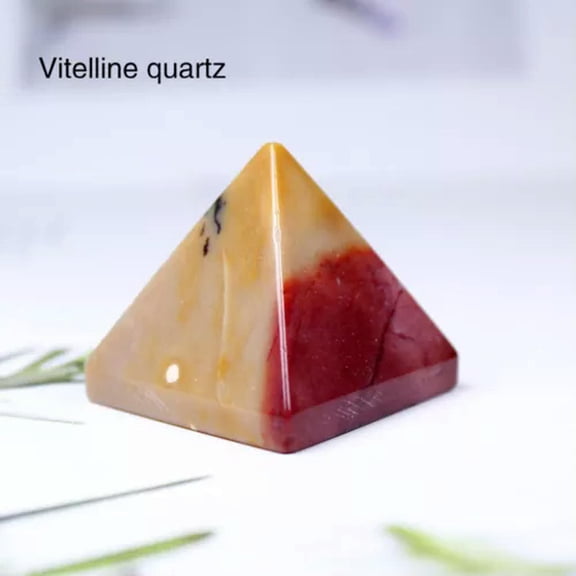 MATROOY 3CM Natural Stone Crystal Pyramid Reiki Enery Healing Gemstone Quartz Chakra-Vitelline Quartz