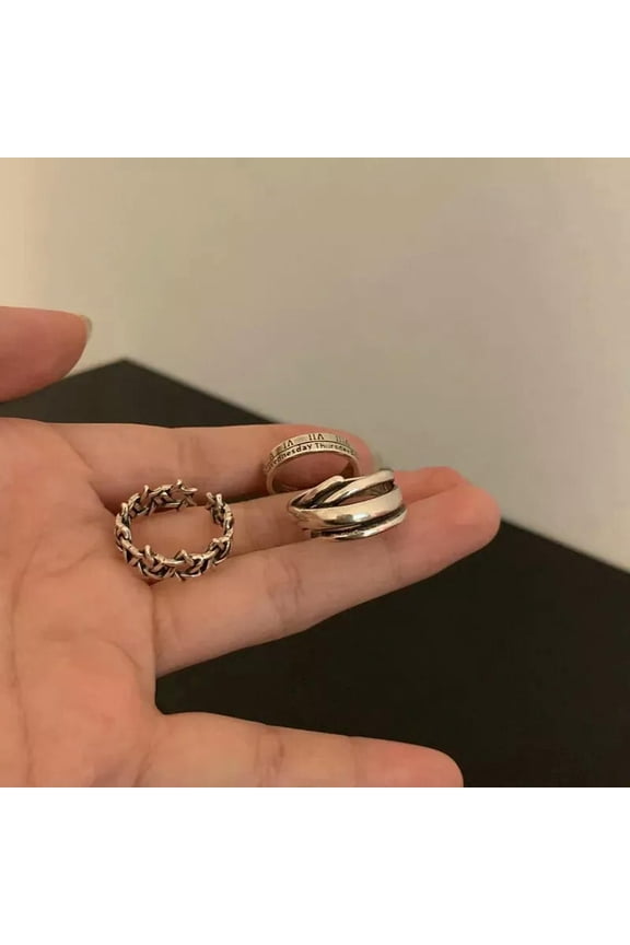 3PCS Punk Style Alloy Width Hip-hop Men Female Opening Adjustable Finger R