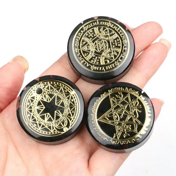 MATROOY 3PCS Shungite Orgone Busters EMF & 5G Healing Protection Energy Symbols Orgonite