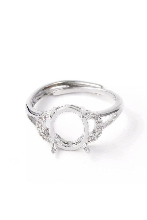3Pcs Adjustable Brass Finger Ring Components 4 Claw Prong Cubic Zirconia Rings