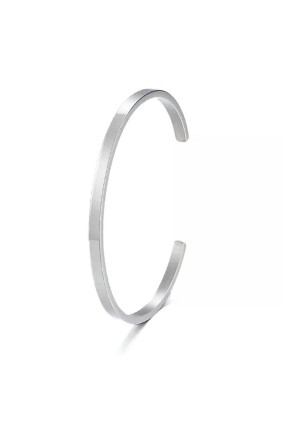 3pcs Cuff Bangle Stainless Steel 6cm inner Inspirational Bracelets Engrave Name-Steel Color