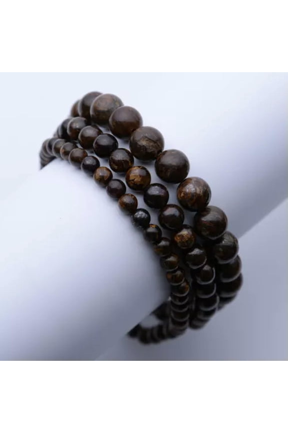 4-8mm Stretchy Stone Bracelets Assorted Natural Gemstone Beads Healing Reiki-4mm-Bronzite