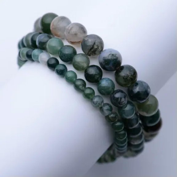 MATROOY 4-8mm Stretchy Stone Bracelets Assorted Natural Gemstone Beads Healing Reiki-6mm-India Agate