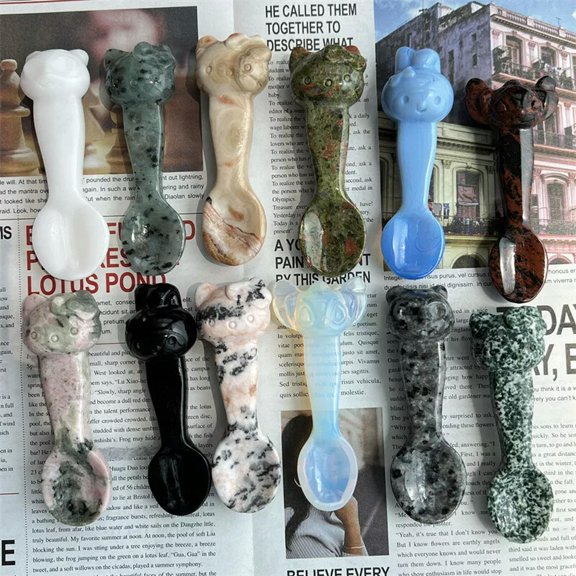 MATROOY 4" Natural Mixed Spoon Skull Quartz Crystal Skull Gem Reiki Healing Random 1PC