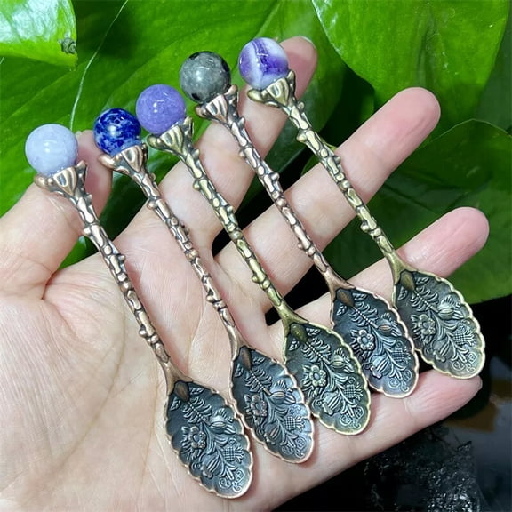 MATROOY 4"+ Natural Mixed quartz Crystal spoon skull Carved Reiki Healing random 5pcs