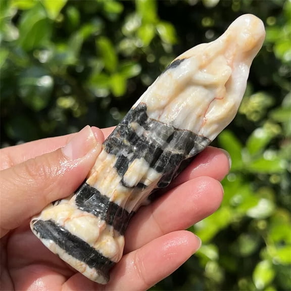 MATROOY 4" Natural Pink Zebra Virgin Mary Quartz skull crystal skull Figurines Gem 1PC