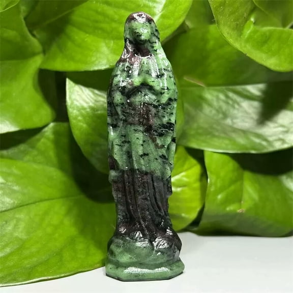 MATROOY 4" Natural Zoisite Virgin Mary Quartz Skull Crystal Skull Figurines Healing 1PC