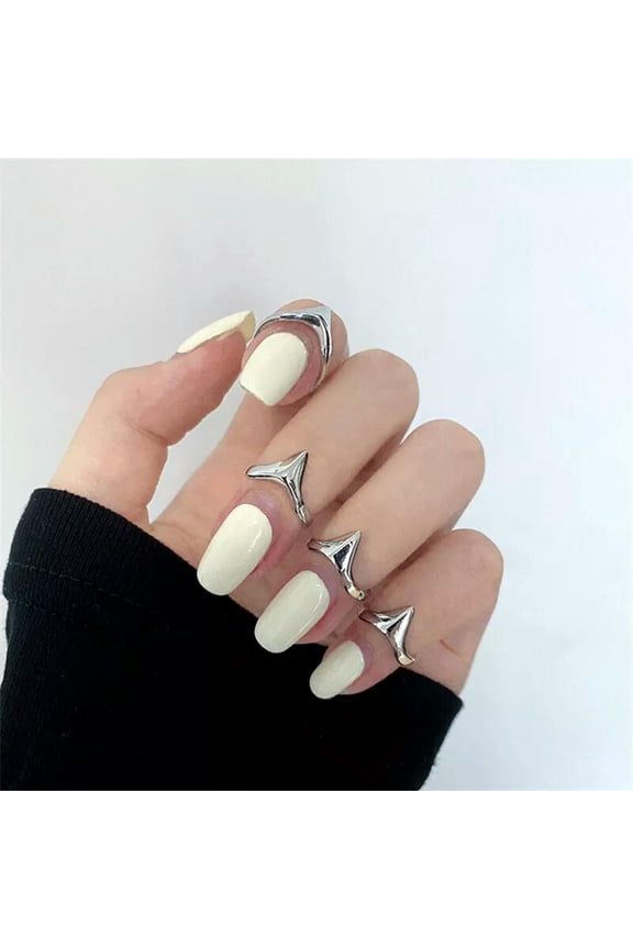 4 Pcs Y2k Metal Index Finger Rings Punk Hiphop Gothic Geometric Buckle R_yi