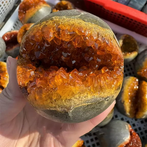 MATROOY 400g+Natural Citrine geode quartz cluster crystal specimen healing 1PC