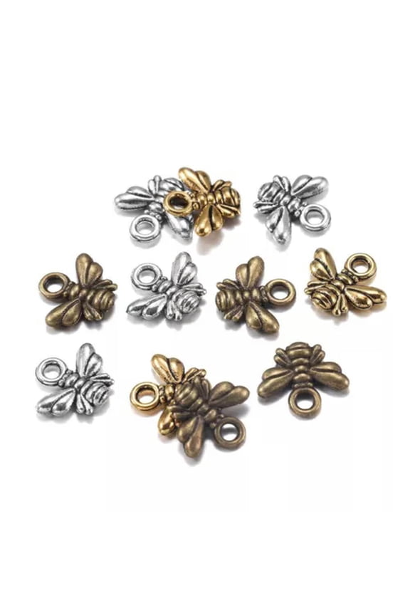 40pcs Antique Tone Bumble Bee Honeybee Insects Charm Pendants Beads-Multicolor