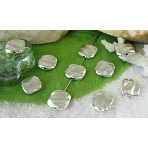 MATROOY 40pcs Antiqued Silver Smooth Square spacer bead for Jewelry Making
