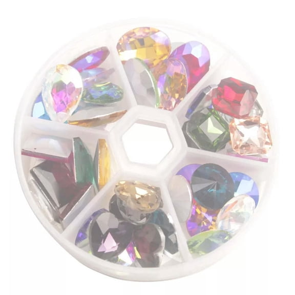 MATROOY 42PCS Mixed Lots of Rhinestone Glass Crystal Heart Round Oval etc Fance Stone