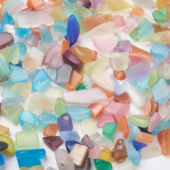 MATROOY 4500pcs Natural Chip Cat Eye Beads Undrilled Irregular Shaped Loose Energy Stone